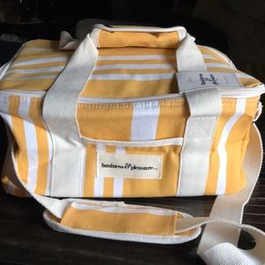 🚨B2G1 New BUSINESS&PLEASURE Yellow White Cream Strap Insulated Lunch Bag